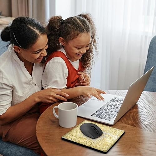 Miniatura 2 de 3dRose Image of Cameo in Gold, Yellow Lace Flora Design - Mouse Pads (mp-378318-1)