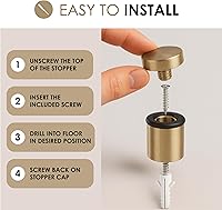 Vista 4 de Mega Handles Tope de puerta de piso, protector de pared de instalación rápida, protectores de pared para pomos de puerta, tope de puerta de piso