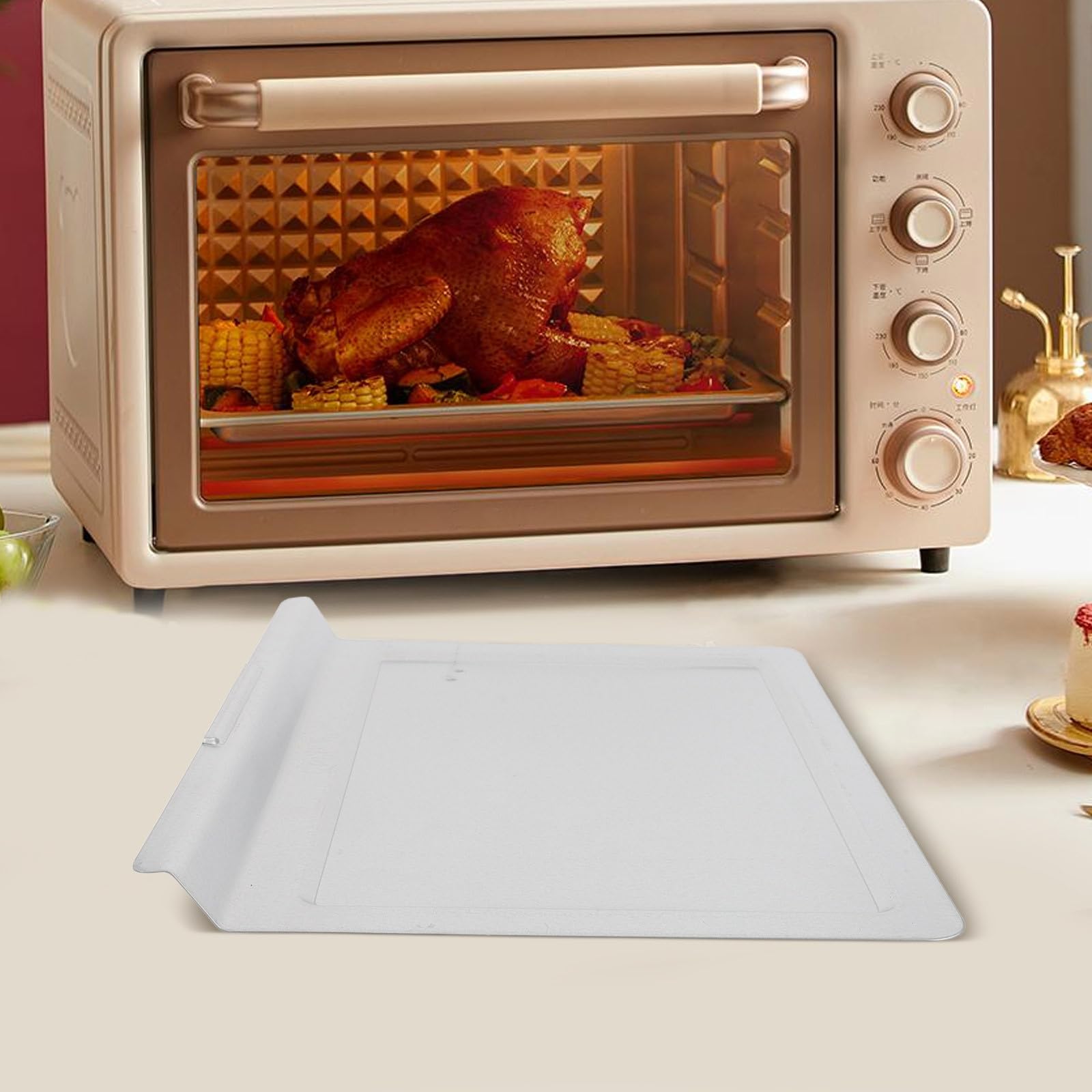 Bandeja Recogemigas del Horno Rectangular de Hierro Plata | Cocina y Tostado, 13, 27x10, 63 Pulgadas, Ajuste Continuo y Formato Moderno
