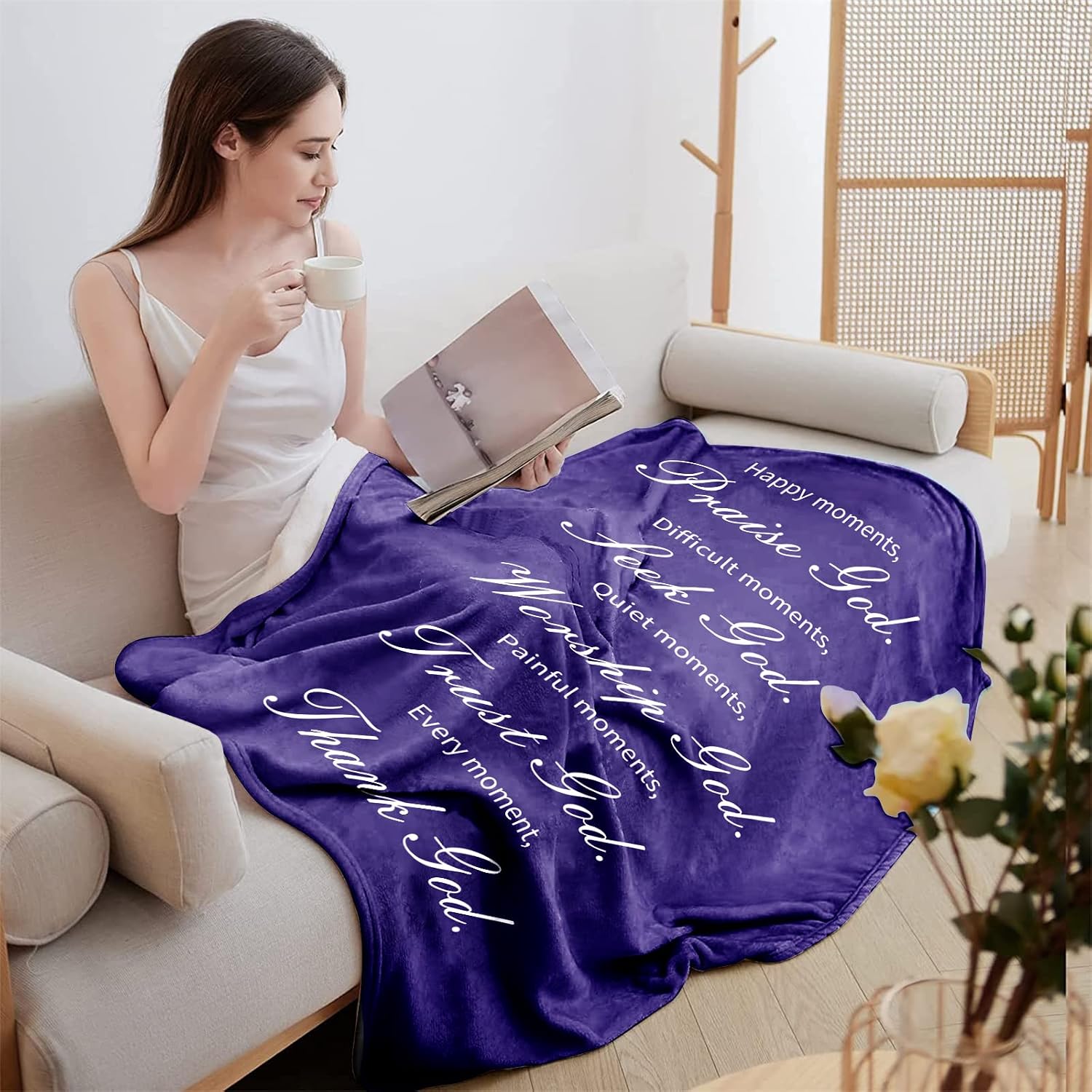 Manta Con Versículo Bíblico De 40 X 30 Pulgadas Manta De Franela Suave De Forro Polar Religioso Para Cama Sofa Manta De Felpa Inspiradora De Fe 2