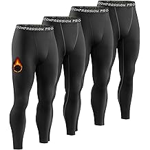 4 Pack Men Thermal Compression Pants,Fleece Lined Heated Leggings for Cold Weather Sports Athletic Winter Baselayer