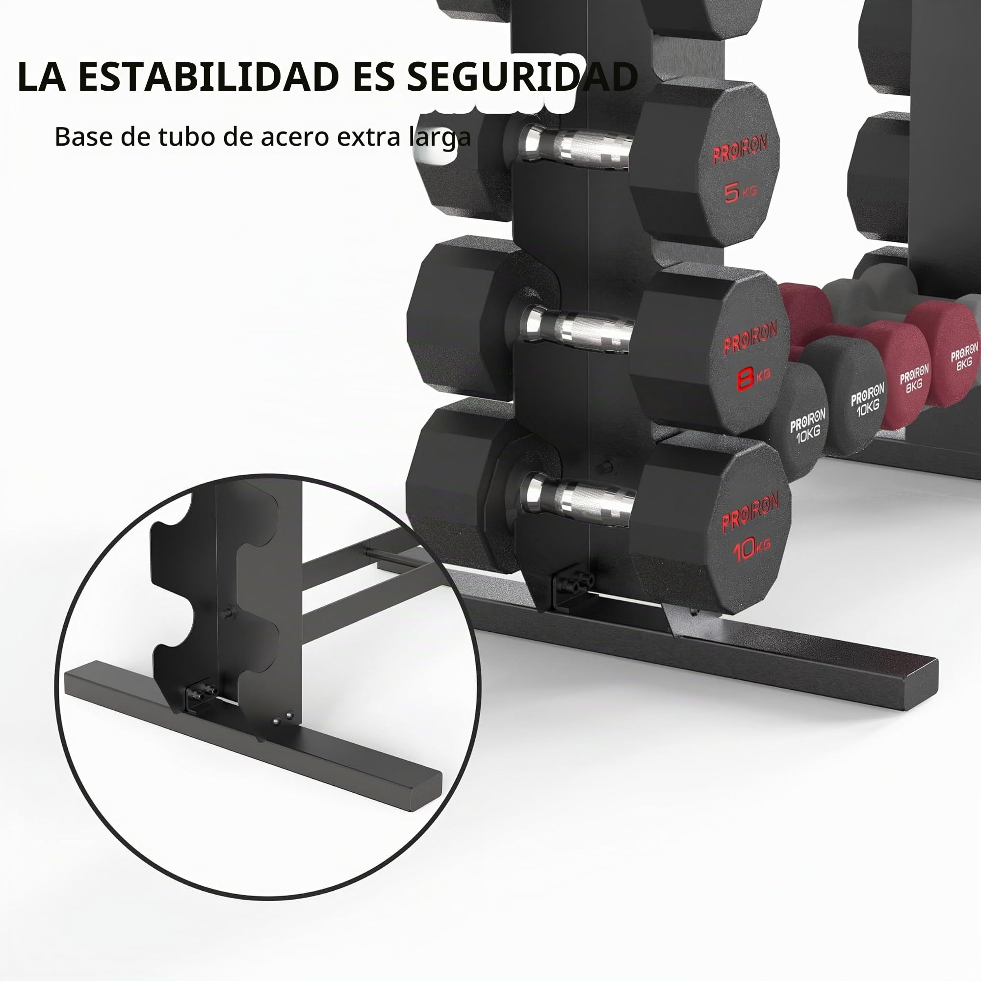 PROIRON Soporte para Mancuernas, Estante para Pesas para Gimnasio en Casa, Estante de Almacenamiento para Mancuernas, Soporte para Pesas Multicapa de Acero，2/3 Nivele