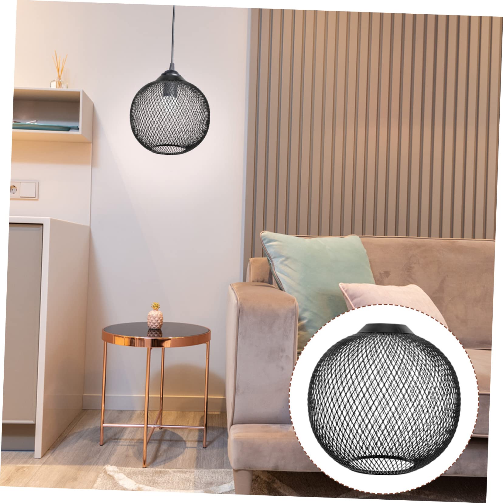 WOPPLXY Metall-Lampenschirme, Schwarz, 20x20,5 Cm – 3 Stück, Industrieller Käfigdraht-Design Für Deckenleuchten