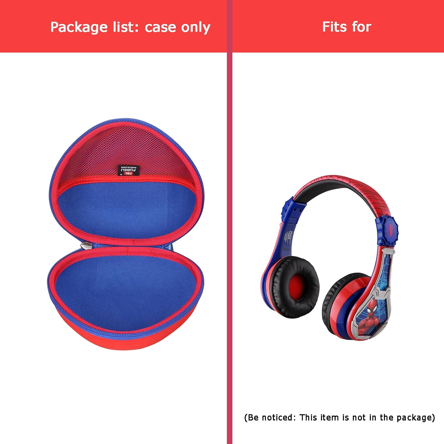 FBLFOBELI Hard Case Compatible with JLab Studio Wireless On-Ear Headphones/eKids Spiderman Wireless Bluetooth Headphones, Protective Shockproof Storage Holder (Red+Blue) - Image 5