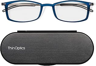 ThinOptics Brooklyn Reading Glasses – Unisex Men Women – Ultrathin, Compact and Lightweight – Includes Magnetic Milano Case