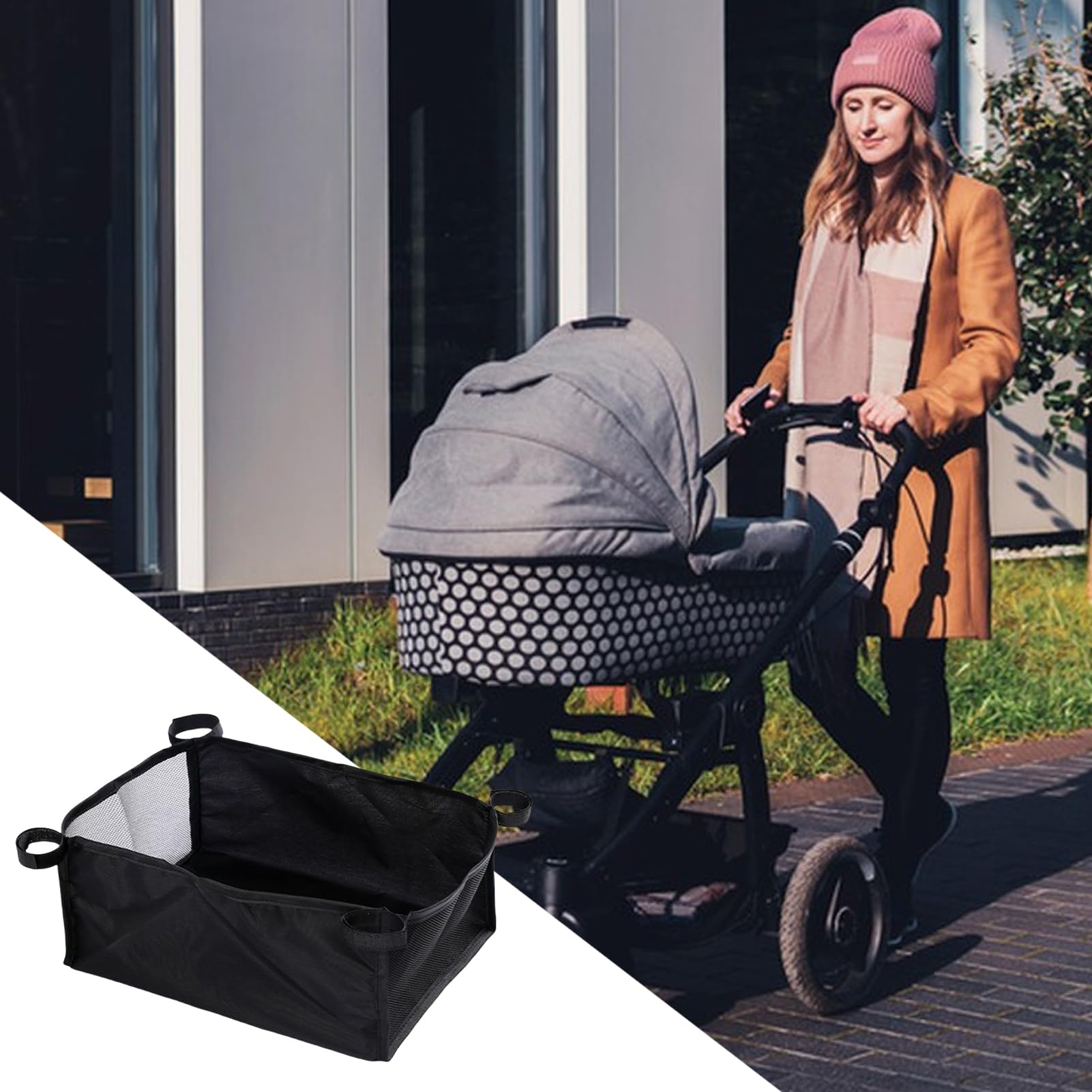 Panier Pour Poussette, Poches De Rangement Pour Poussette, Sac De Rangement PourPoussette En Tissu Oxford, Panier De Rangement En Réseau, Landaus PanierInférieur, Sac Inférieur DePoussette