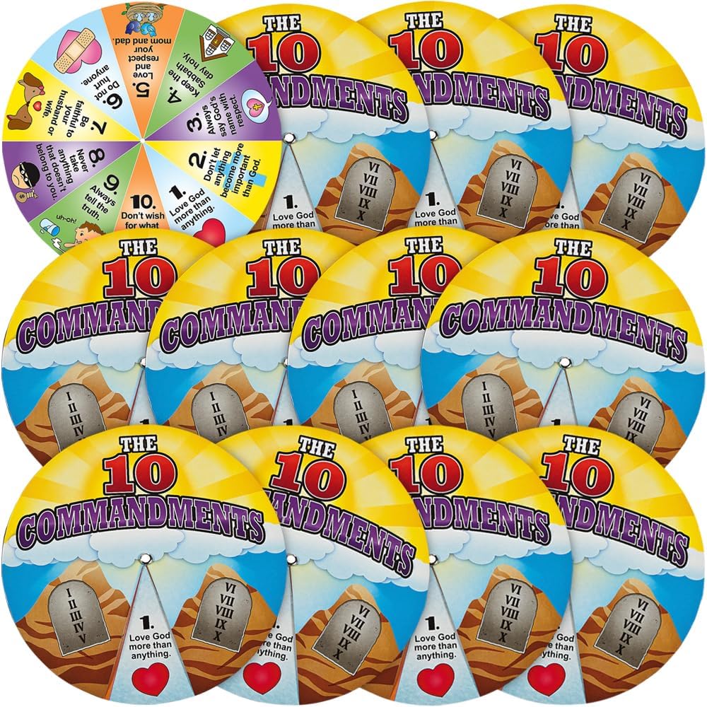 Fun Express Ten Commandments Learning Wheel - Educational and Learning Activities for Kids - VBS Vacation Bible School Supplies/Decor - 12 Pieces