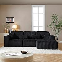 Vista 9 de Sofá seccional Cloud de 96 pulgadas, moderno sofá modular con asiento profundo, sofás de pana sin hueso con diván en forma de L para sala de estar