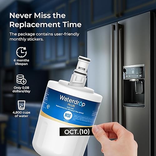Miniatura 8 de Waterdrop Plus 8171413 Filtro de agua para refrigerador, repuesto para Whirlpool® 8171413, 8171414, EDR8D1, Kenmore® 46-9002, certificado NSF/ANSI