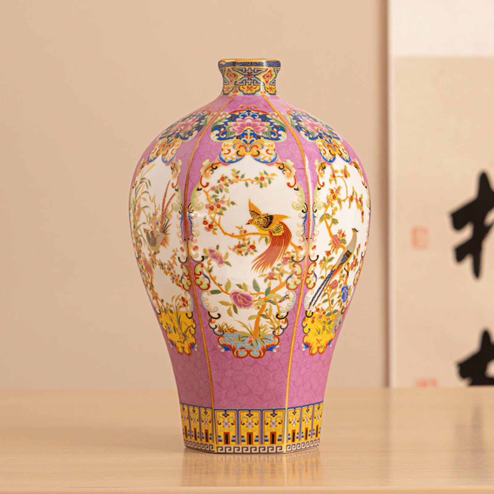 Vase en céramique émaillée Jingdezhen 24,5 cm pour sublimer un arrangement floral instable