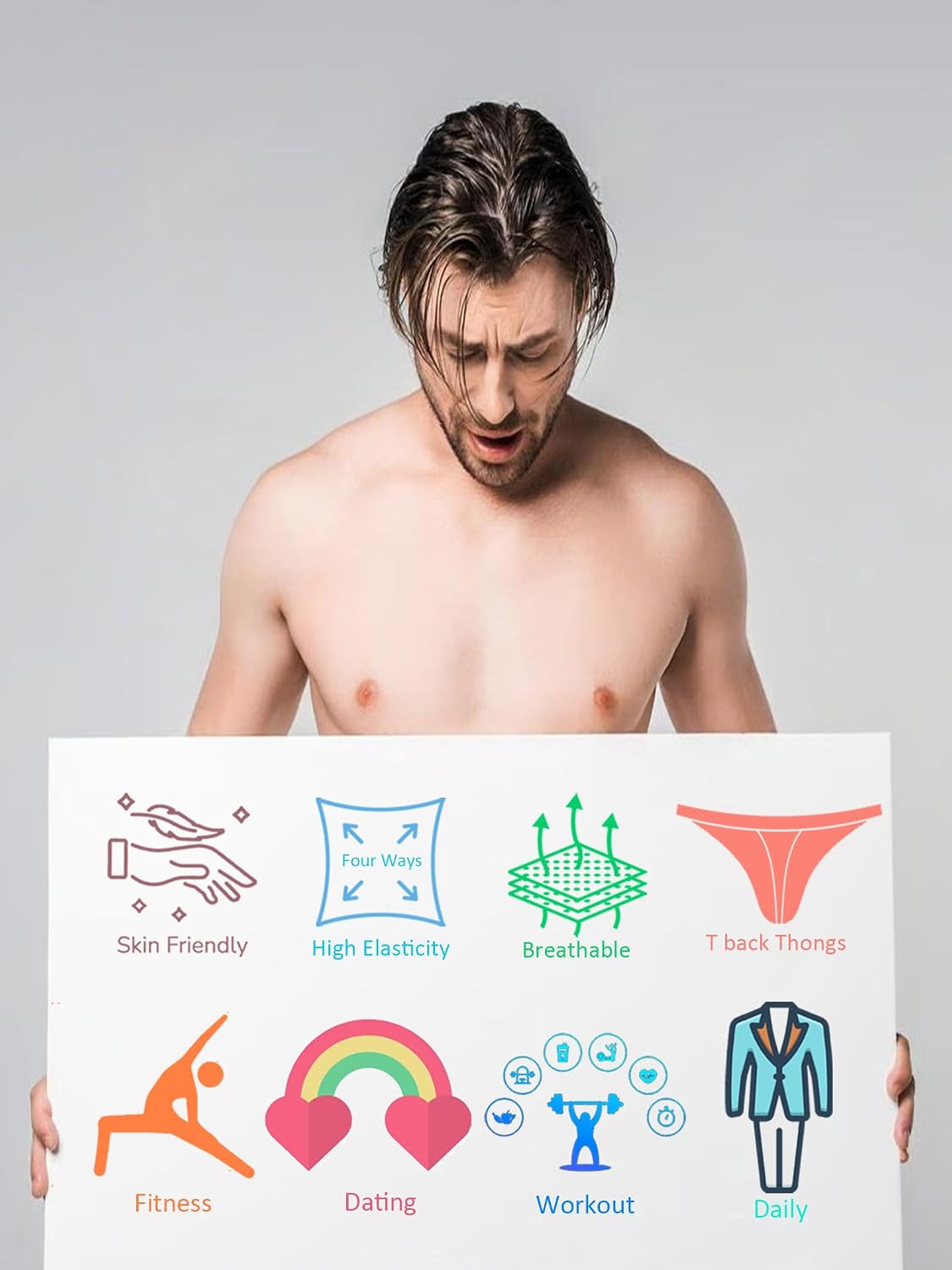 Men's Underwear Thongs and G Strings, Breathable Men G String for Man,Fitted Size,Bulge Pouch,Stretchable