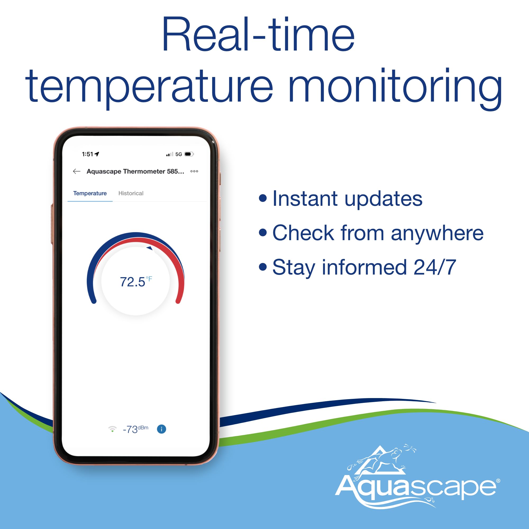 Aquascape 74012 Controlls inteligentny termometr do stawu, czarny