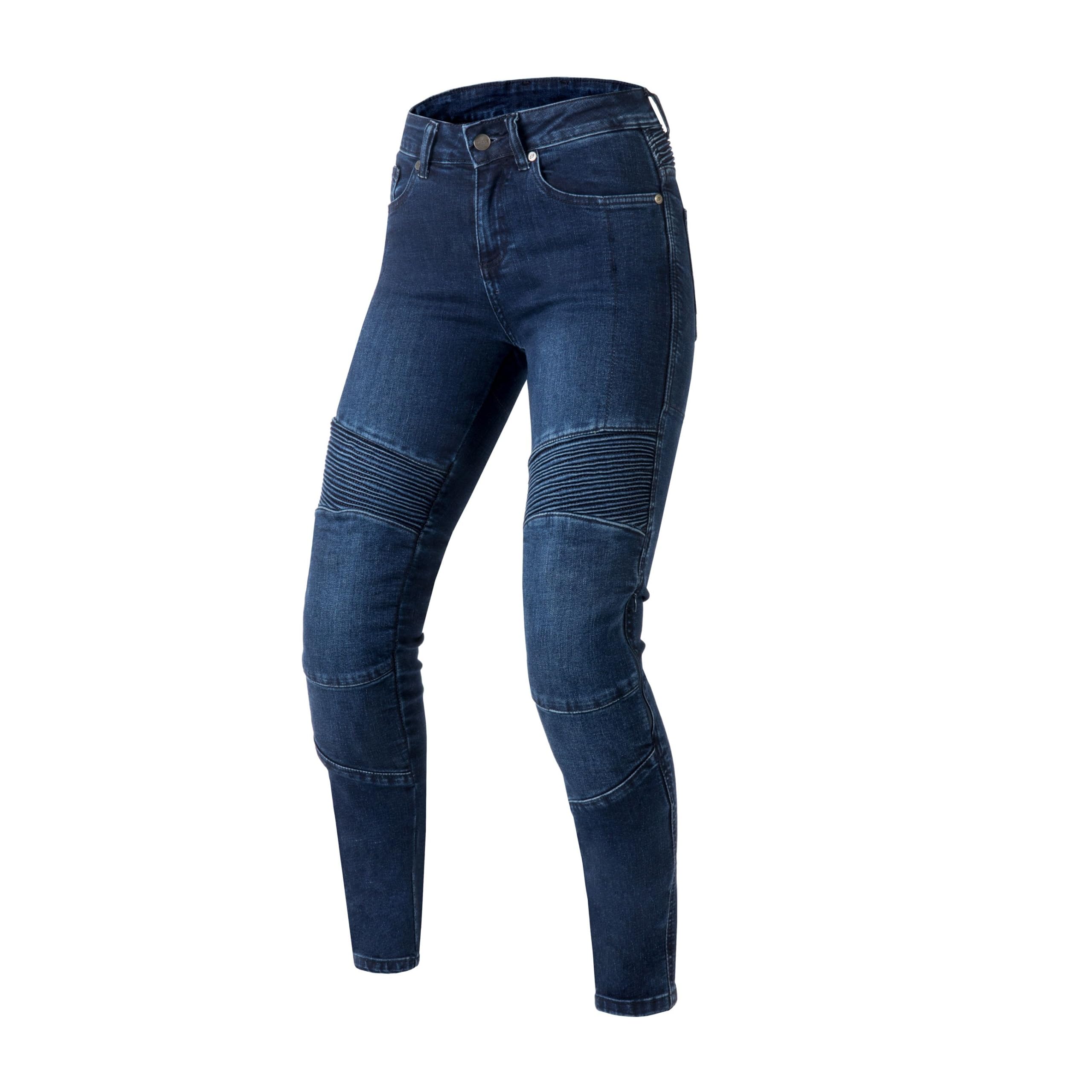 OZONE MOTO Agness II Lady Pantalones Vaqueros de Moto Mujer | Forro de Fibra Aramida | Protectores de Rodilla Nivel 2 | Bolsillos para Protectores de Cadera y Coxis | Slim Fit