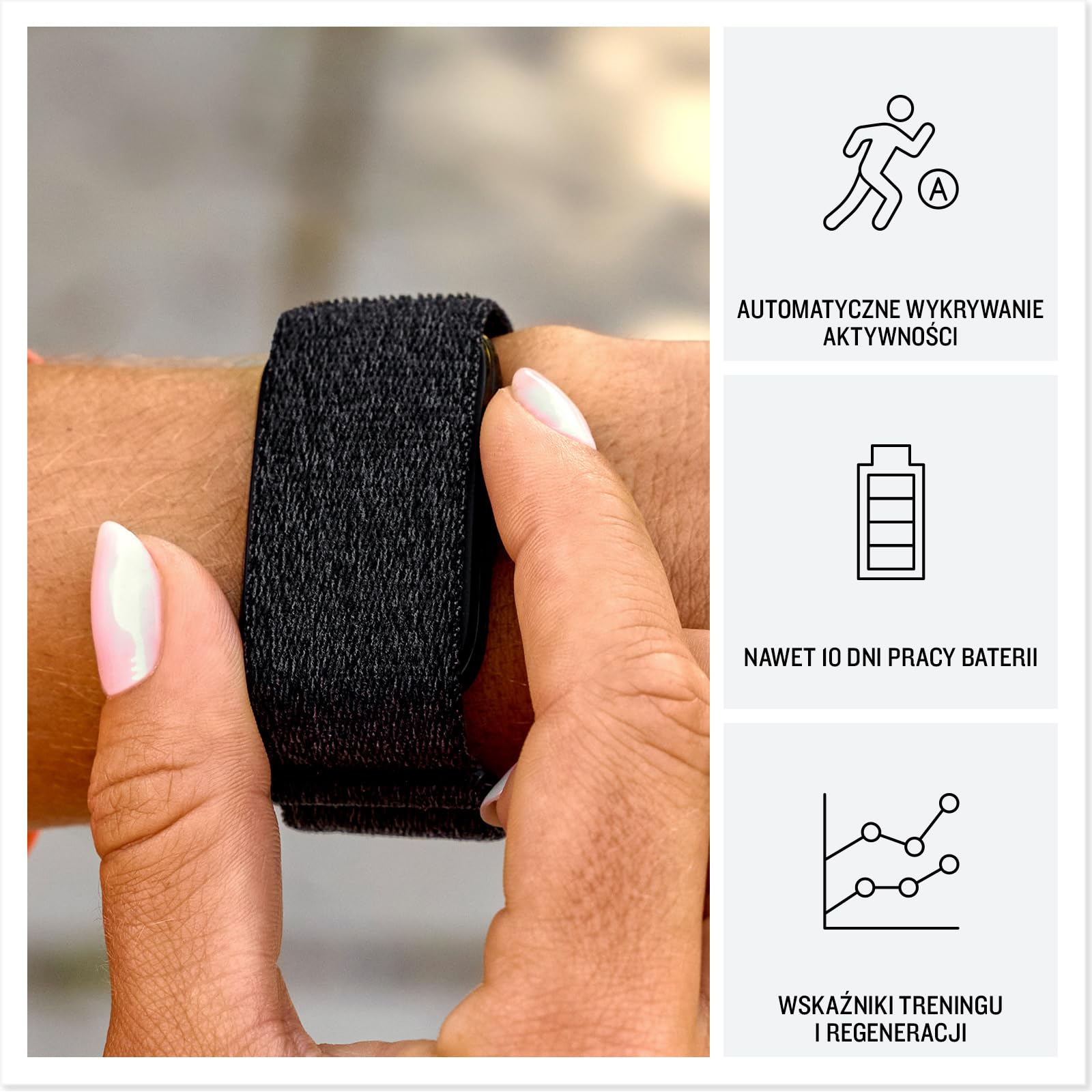 Garmin CIRQA Smart Band Dyskretny Tracker Aktywności, L/XL, Black