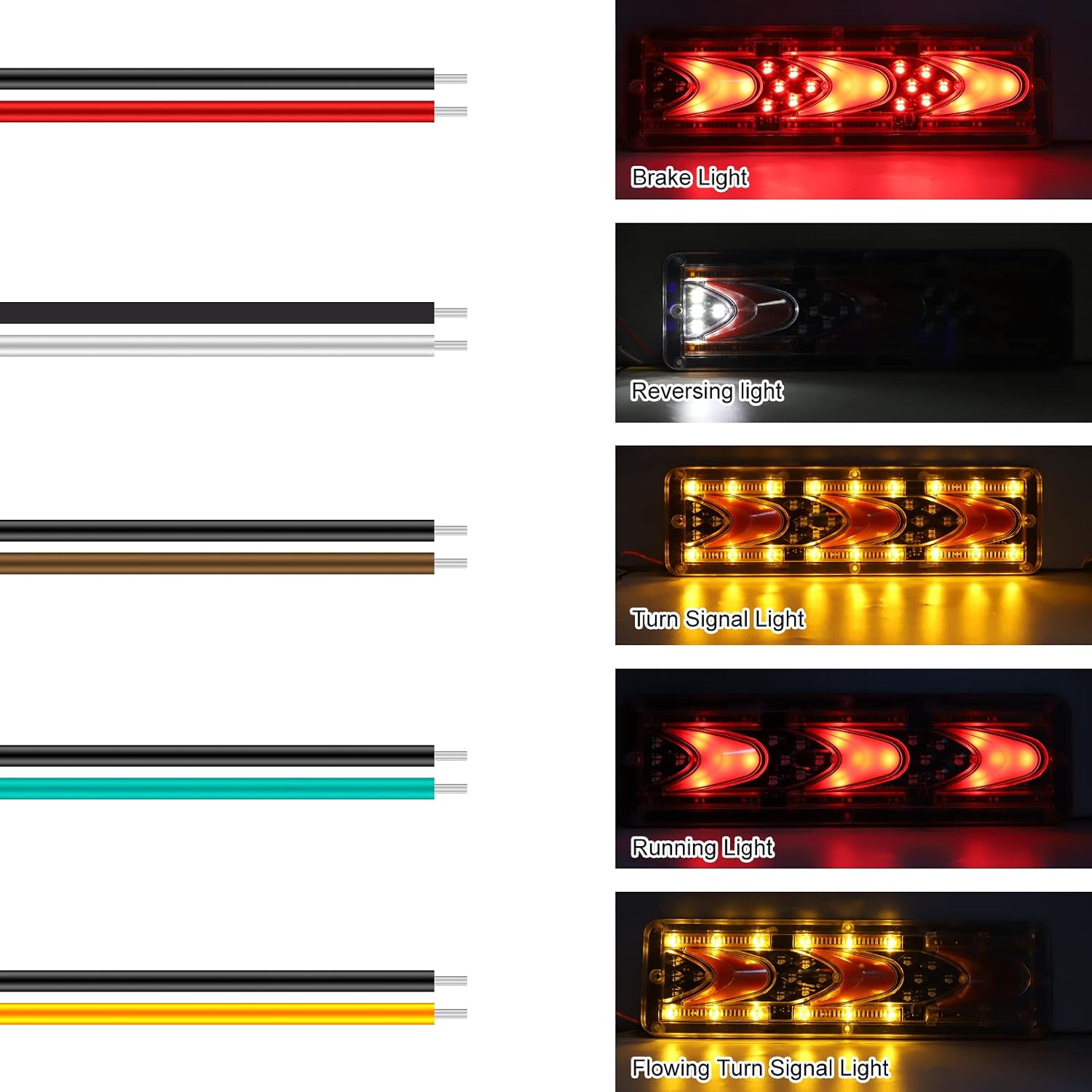 2PCS Truck Tail Lights - 24V Flowing Turn Signal & Brake Lights for Car, Truck, Agricultural Vehicles (CX131)