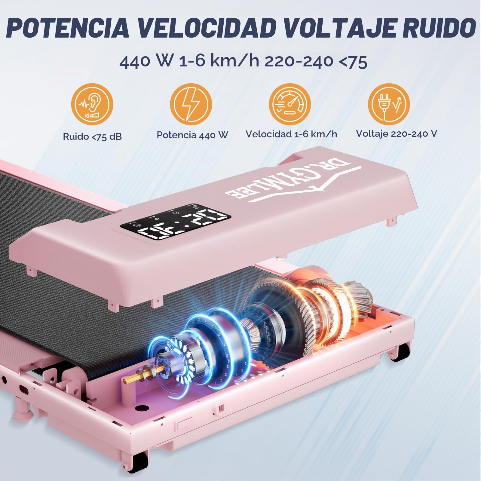 Cinta de Correr/Alfombrilla para Caminar con Motor silencioso para Uso doméstico, Pantalla y Control LED, diseño Que Ahorra Espacio para Caminar y Correr, Alta Capacidad de Carga.