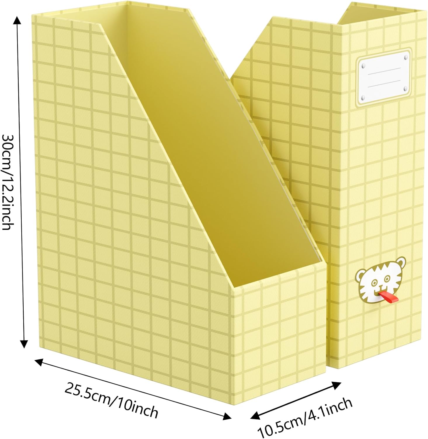 JiaWei Magazine File Holder Foldable Storage Boxes for Documents - Set of 4 Cardboard Magazine Rack Made of 2150 g/m² 10.5 cm Wide，Desk Organizer for Classroom, Home, and Office - Colorful