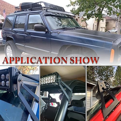 Miniatura 6 de Soportes de parabrisas LED de 50 pulgadas, soporte de barra de luz curvada de 50 pulgadas, soporte de montaje XJ MJ para techoparabrisas superior,