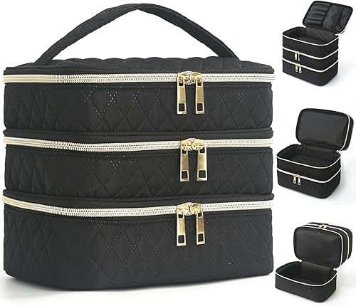 Apxouans Bolsa de maquillaje de viaje para mujer, estuche grande para cosméticos, resistente al agua, organizador para guardar artículos de tocador,