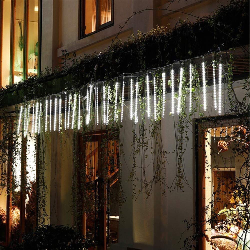 Luci Di Natale A Pioggia Di Meteoriti 240 LED, 8 Tubi Da 30 Cm, Impermeabili IP65, Con Porta USB, Decorazioni Per Esterni, Feste E Matrimoni