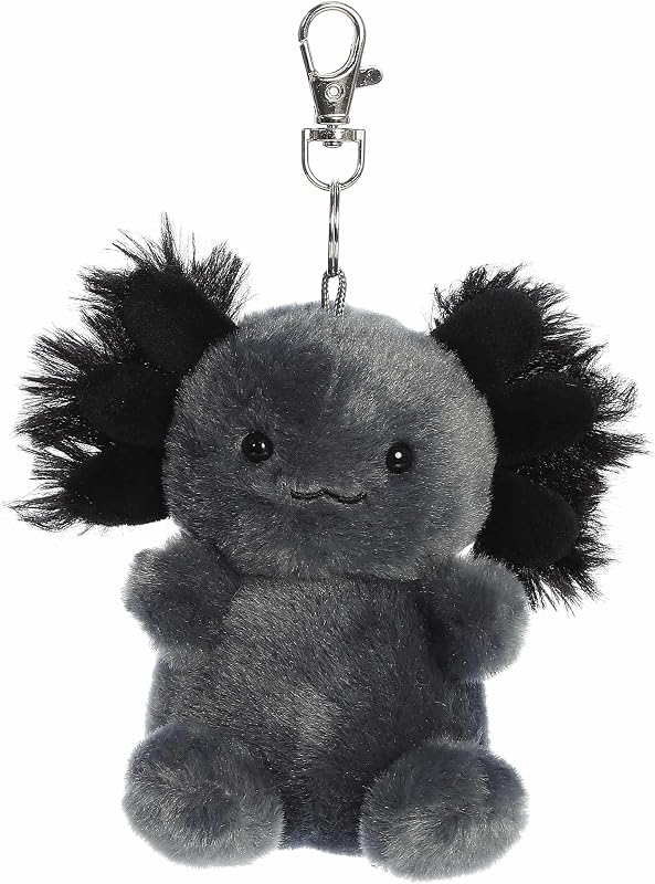 Aurora® Adorable Palm Pals™ Onyx Axolotl™ Clip-On - Fun Collectible Plush for Kids and Adult Collectors - Perfect for Decorating Rooms and Birthday Gifts - Black 4 Inches