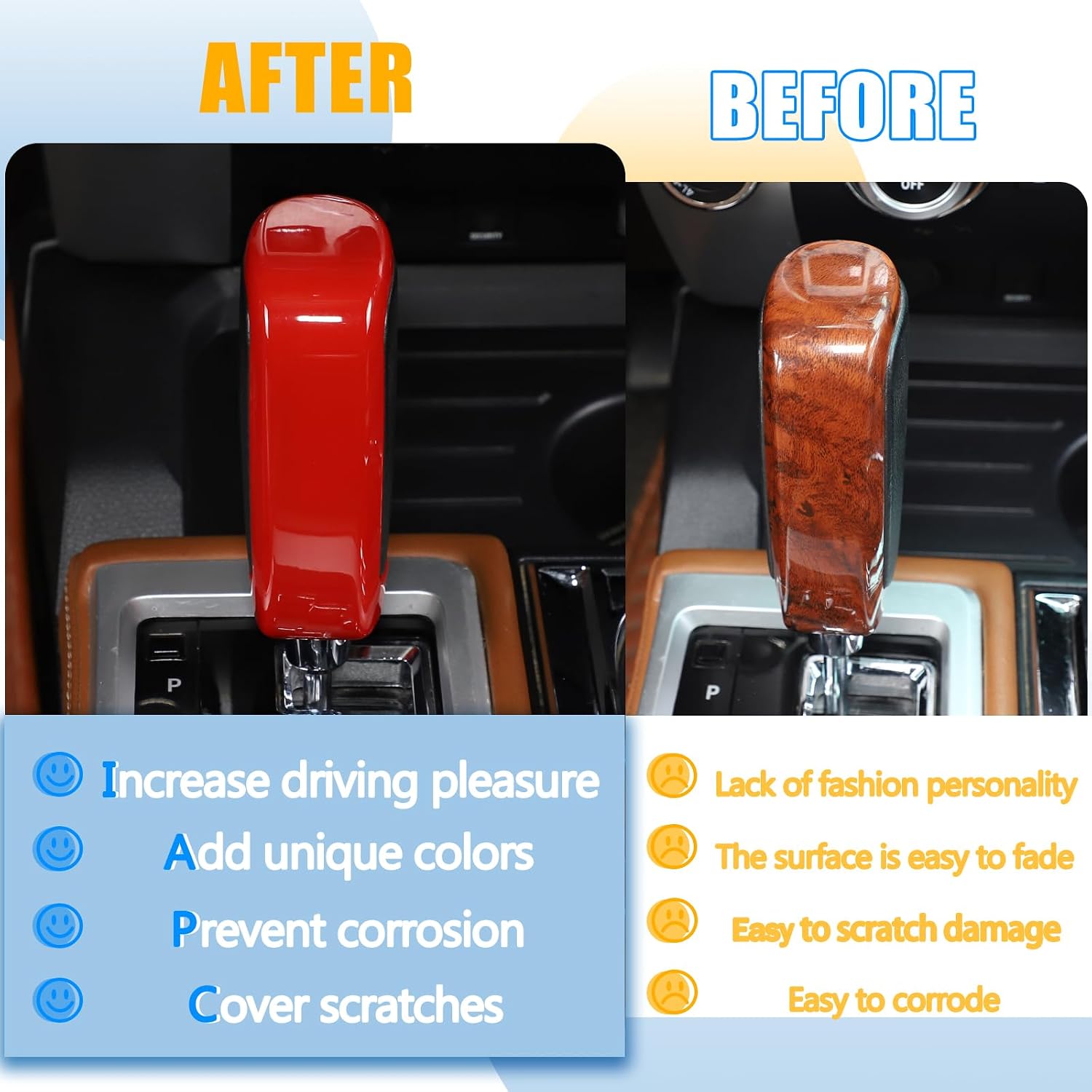 LLKUANG Center Console Gear Shift Head Cover Trim FIt for Toyota Tundra 2014-2021 Car Accessories (Red)