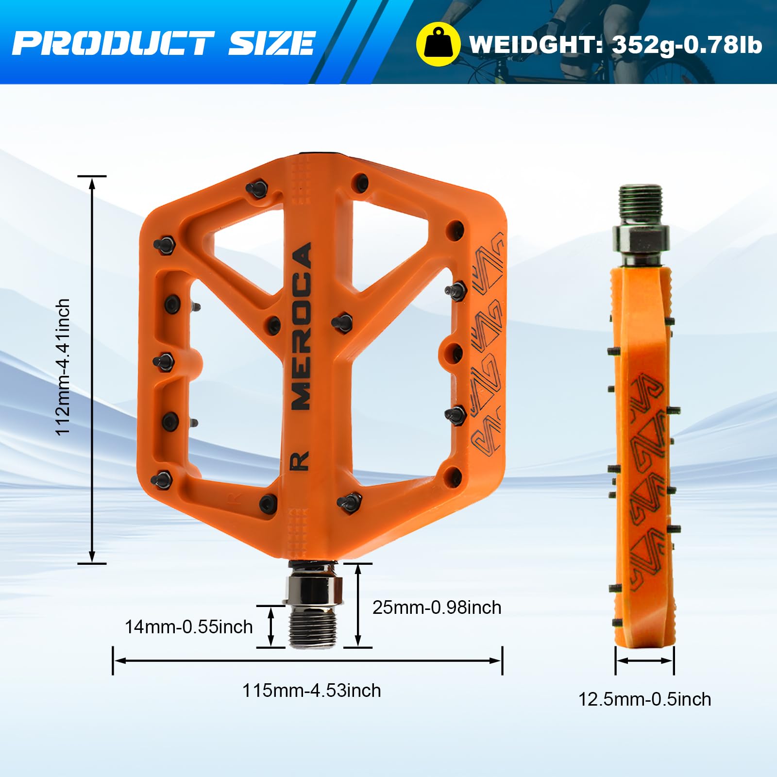 TINGSING Mountain Bike Pedals, Non-Slip MTB Nylon Fiber Bicycle Pedals, Lightweight and Wide Flat Platform Cycling Pedals - Image 3