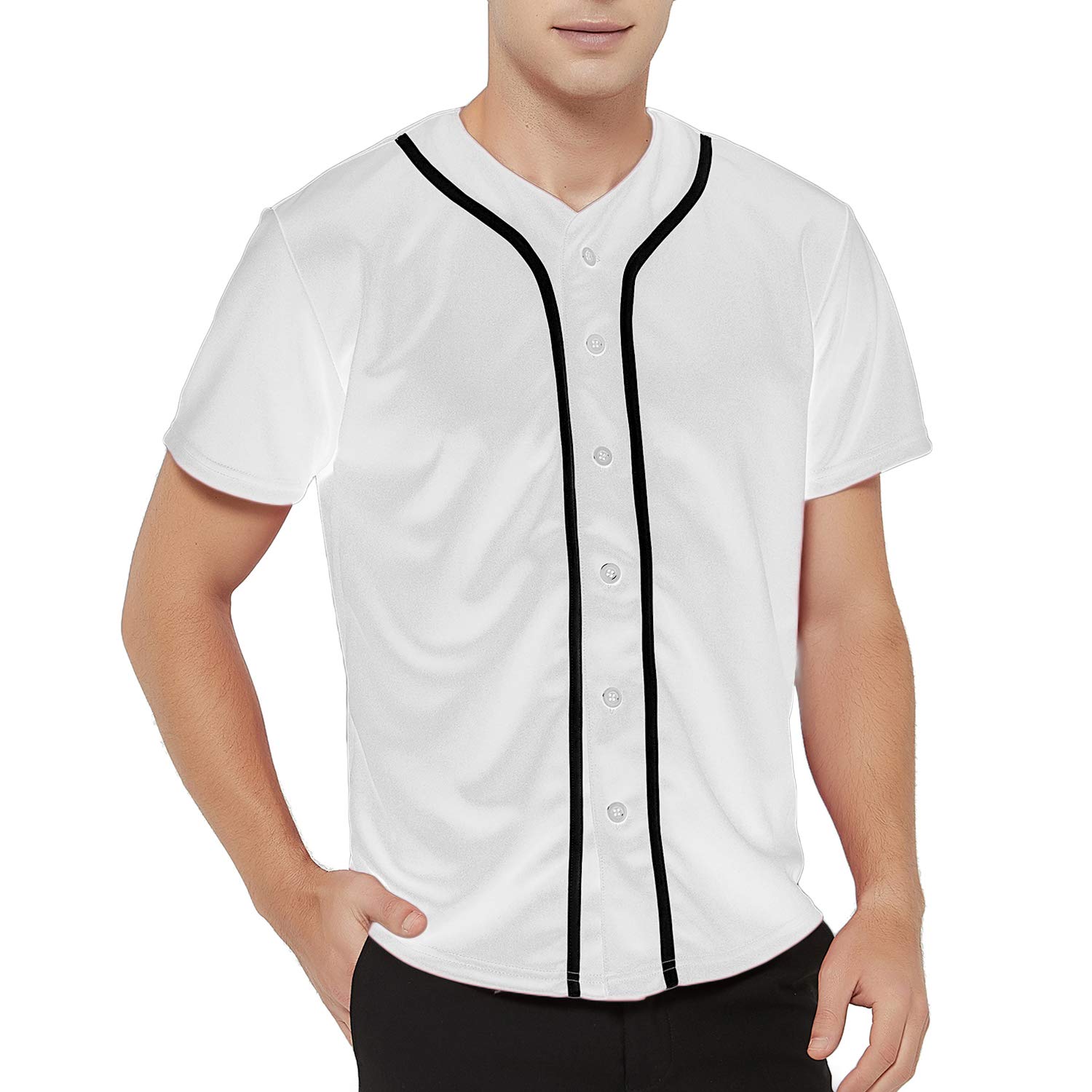 Mens Baseball Jersey Plain Button Down 