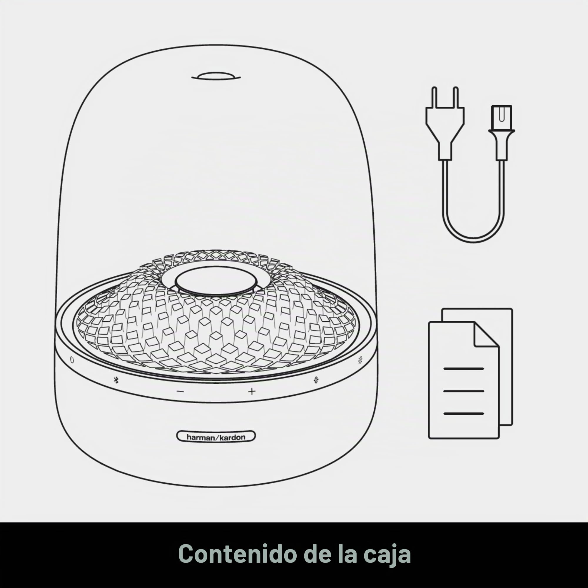 Harman Kardon Aura Studio 4, altavoz Bluetooth para casa, con cúpula transparente, iluminación ambiental con cinco patrones de efecto diamante, sonido potente, negro