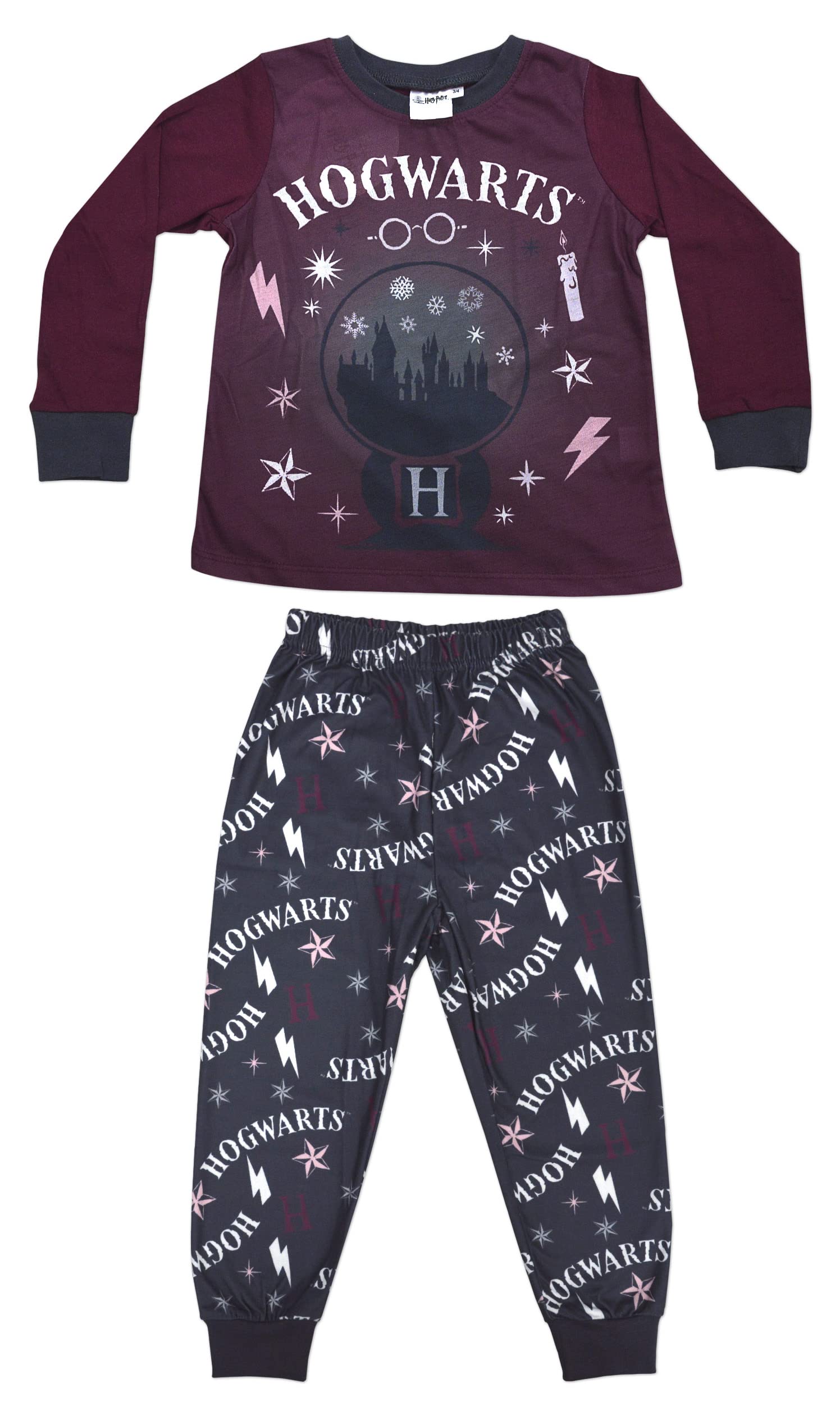 Harry Potter Girls Comfortable Pyjamas 5/6 Years Burgundy/Grey