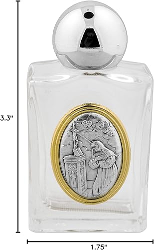 Miniatura 2 de Venerare Botella de agua bendita de vidrio con acento dorado (Santa Rita)