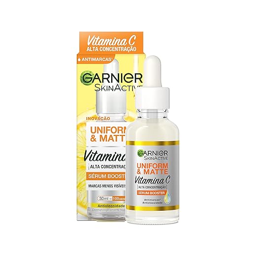 Garnier Uniform & Matte Sérum Facial Antimarcas Vitamina C, Niacinamida e Ácido Salicílico, Reduz Marcas Visivelmente, Controla Oleosidade, Efeito Matte, Hidrata e Uniformiza a Pele, 30ml