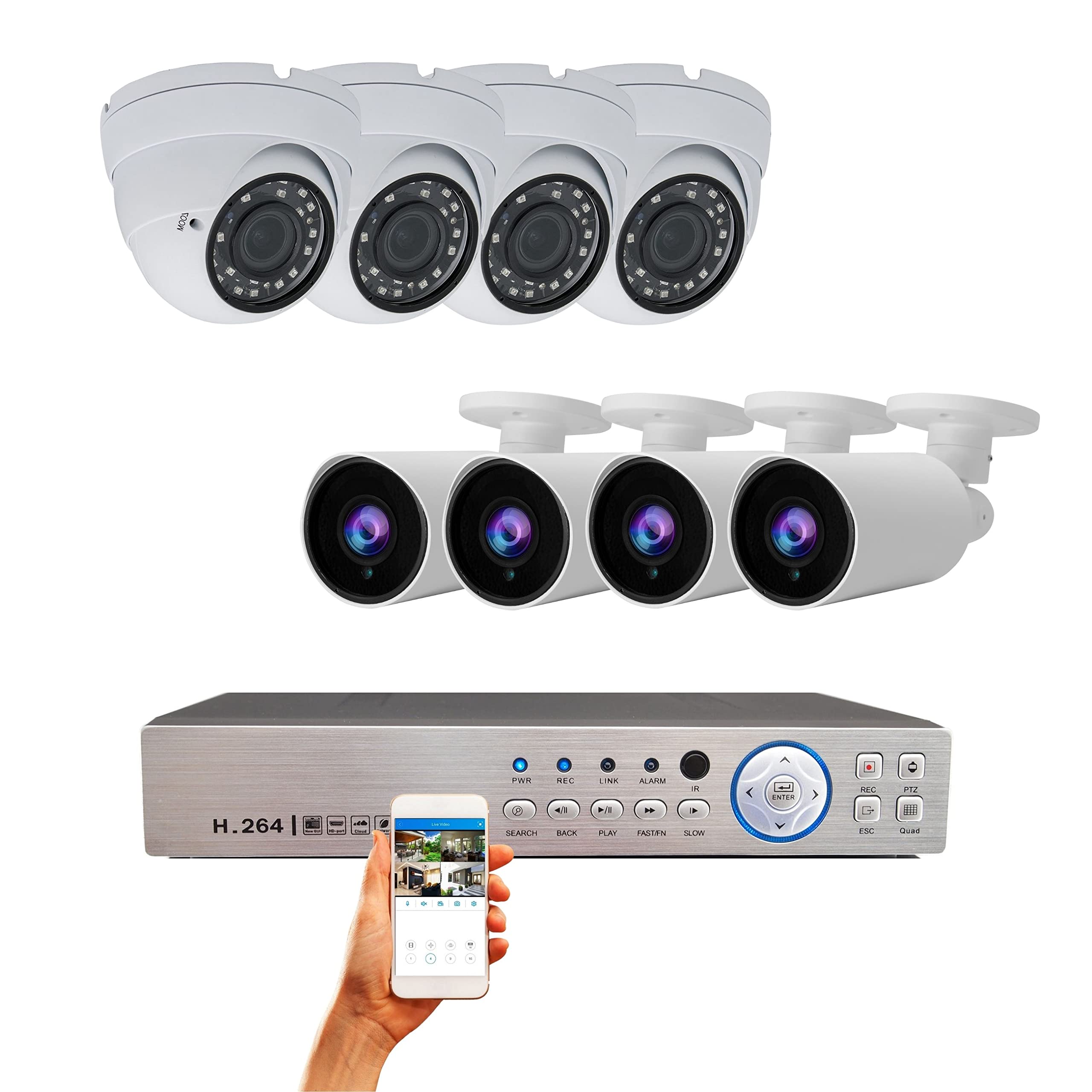 Evertech 8 Channel Indoor Outdoor 1080P HD Dome Bullet Surveillance Security Camera System 2TB Hard Drive