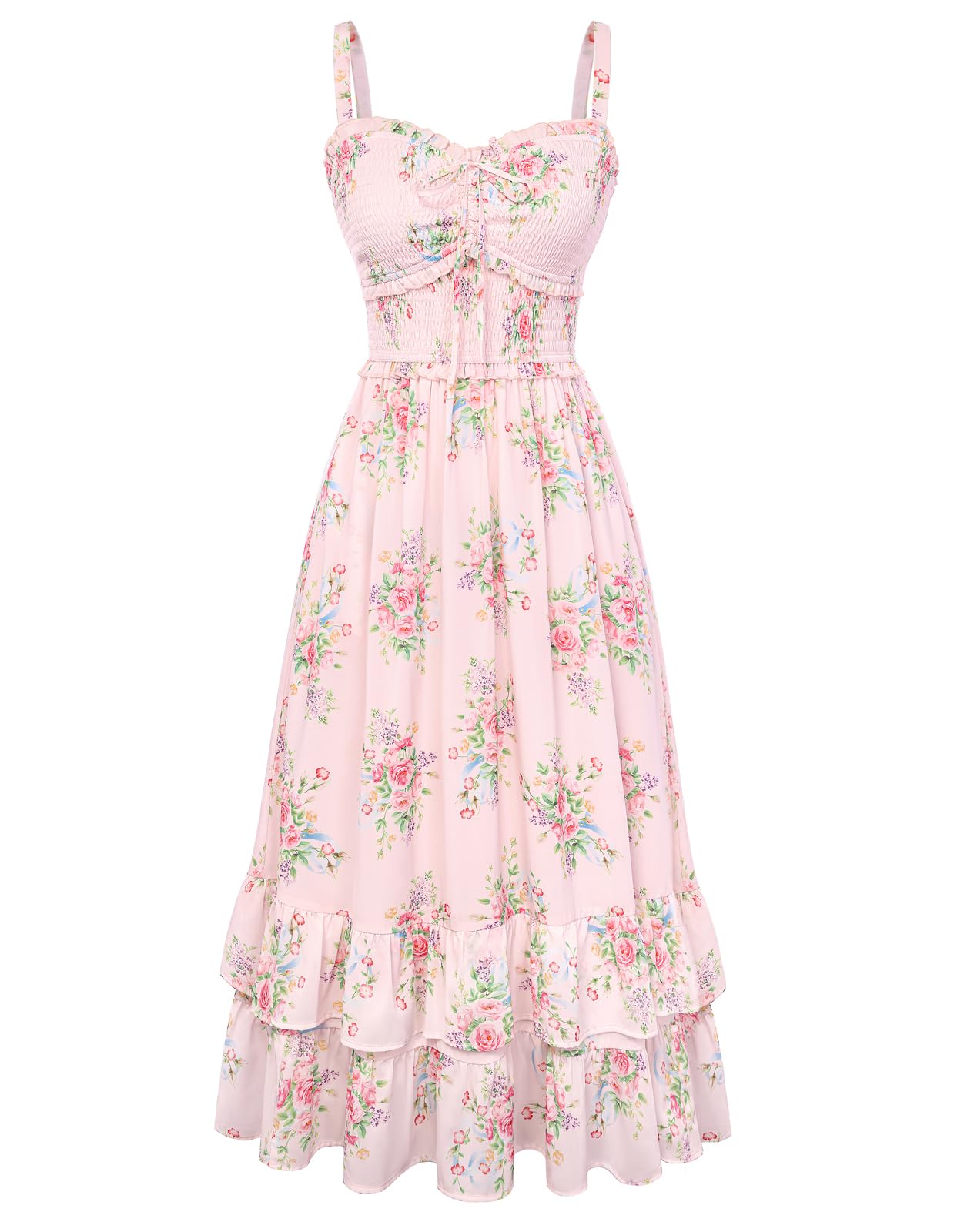 Scarlet Darkness Women's Floral Dress Smocked Sundress with Pockets