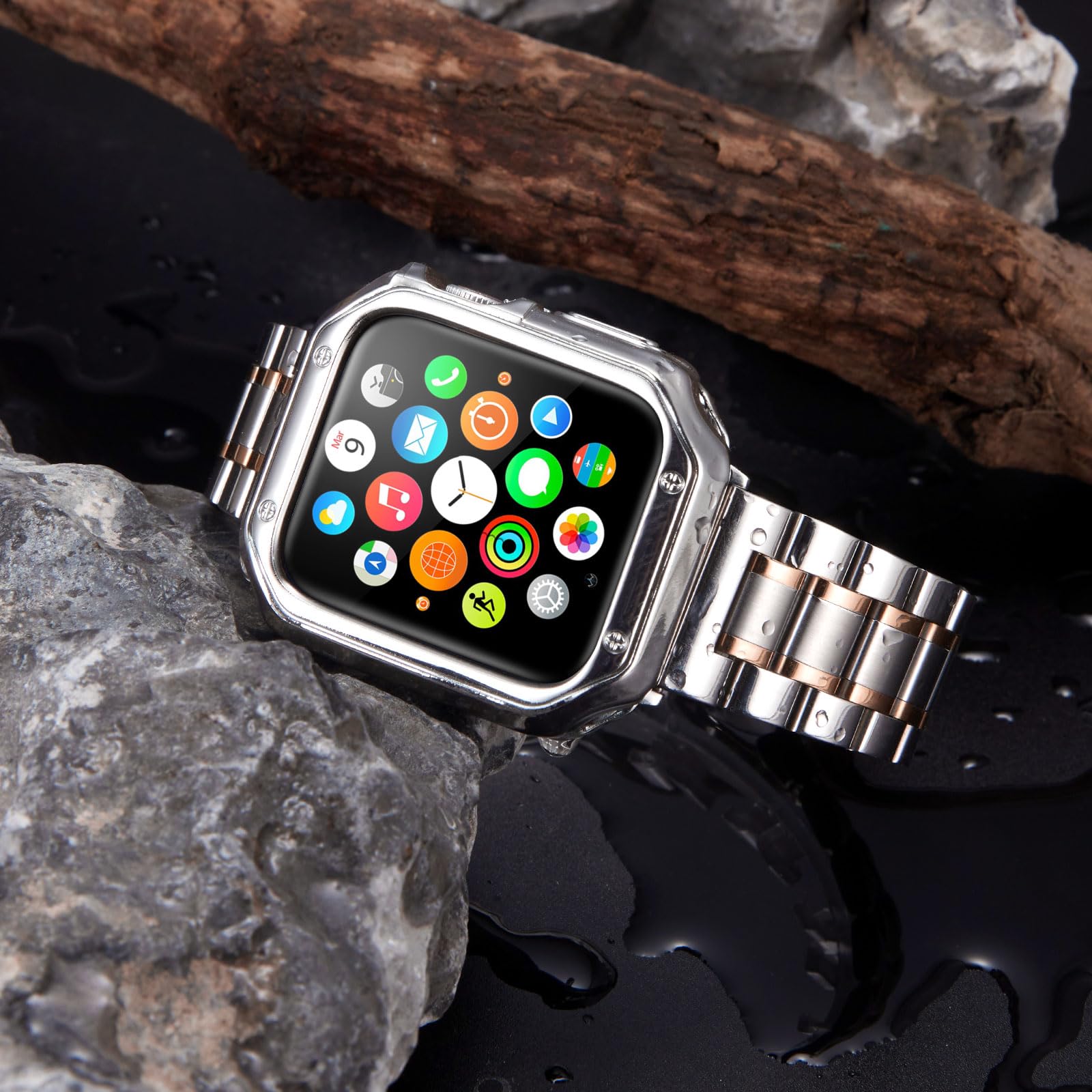 Amazon.co.jp: コンパチブル Apple Watch バンド 保護ケース付き 41mm 