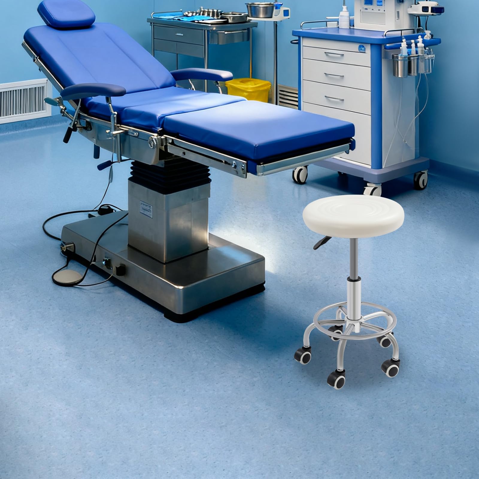 Hydraulischer Drehhocker – Höhenverstellbarer Friseurstuhl bis 150kg, Drehbarer Salonhocker aus PVC & Stahl für Barbershop, Kosmetik & Studio (45-57cm, 33cm Sitz)