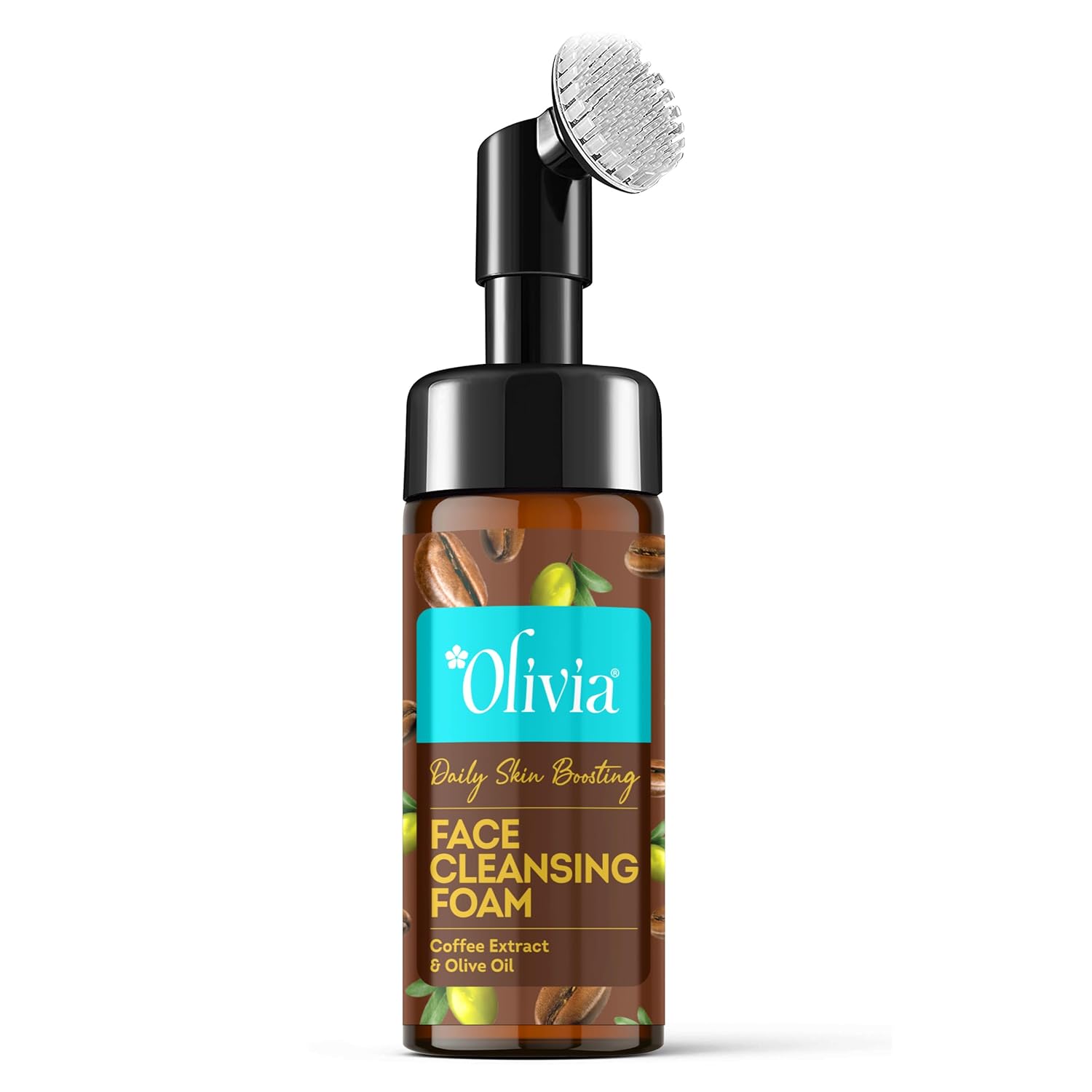 Olivia Daily Skin Boosting Face Cleansing Foam with Coffee Extract & Olive Oil | Built-in Silicone Brush for Deep Cleansing, Massage & Exfoliation | 150ml | Travel-Friendly Face Wash for All Skin Type Olivia Daily Skin Boosting Face Cleansing Foam with Coffee Extract & Olive Oil | Built-in Silicone Brush for Deep Cleansing, Massage & Exfoliation | 150ml | Travel-Friendly Face Wash for All Skin Type