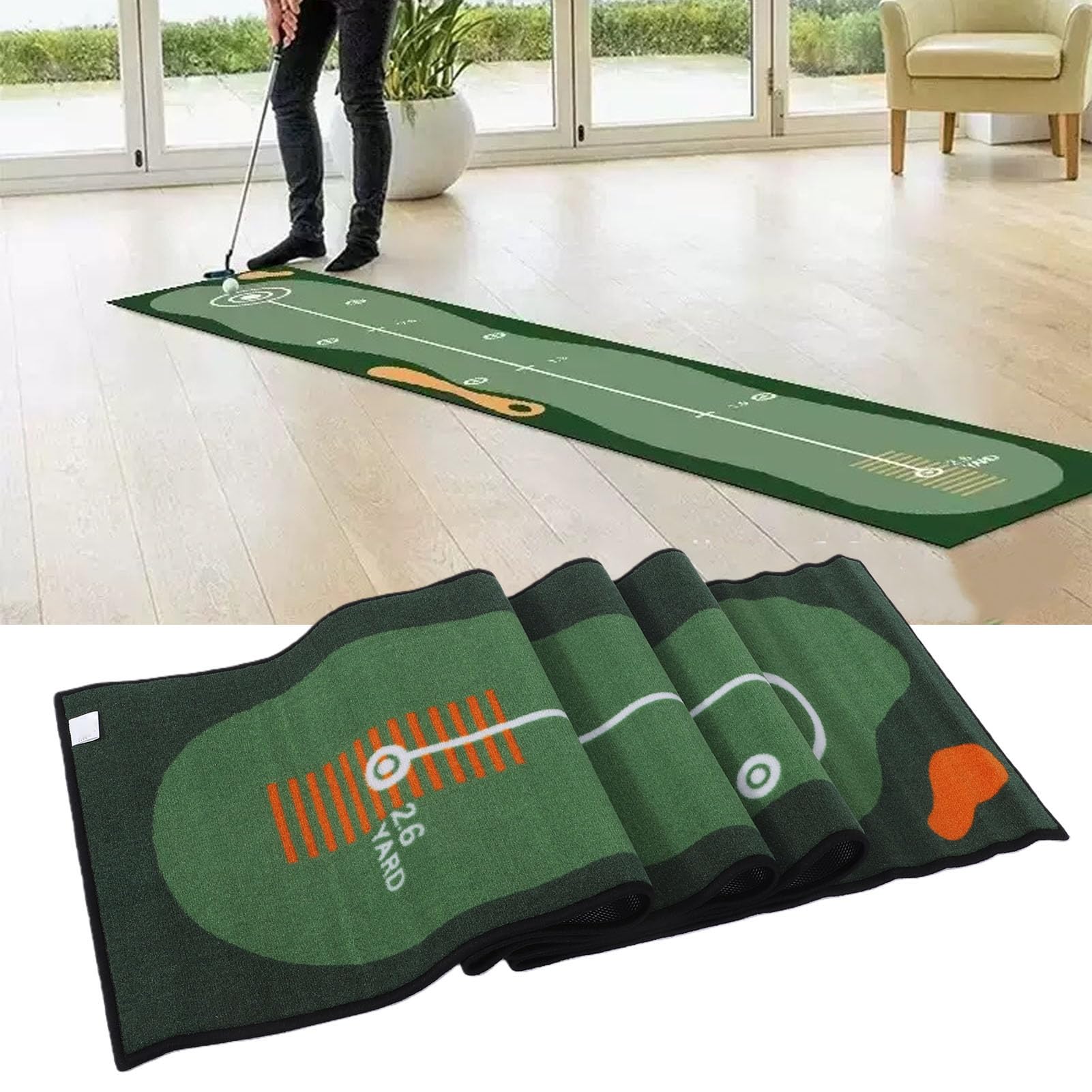 Golf-Putting-Übungsmatte, 19,69 x 118,11 Zoll