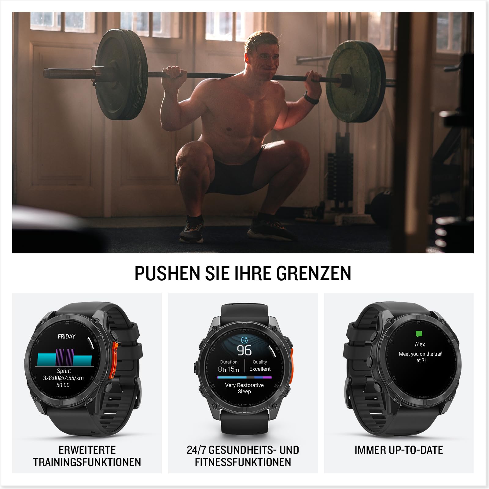 Garmin fēnix 8 47mm Multisport-Smartwatch AMOLED Touchdisplay 16 Tage Akkulaufzeit TOPO-Karten EKG
