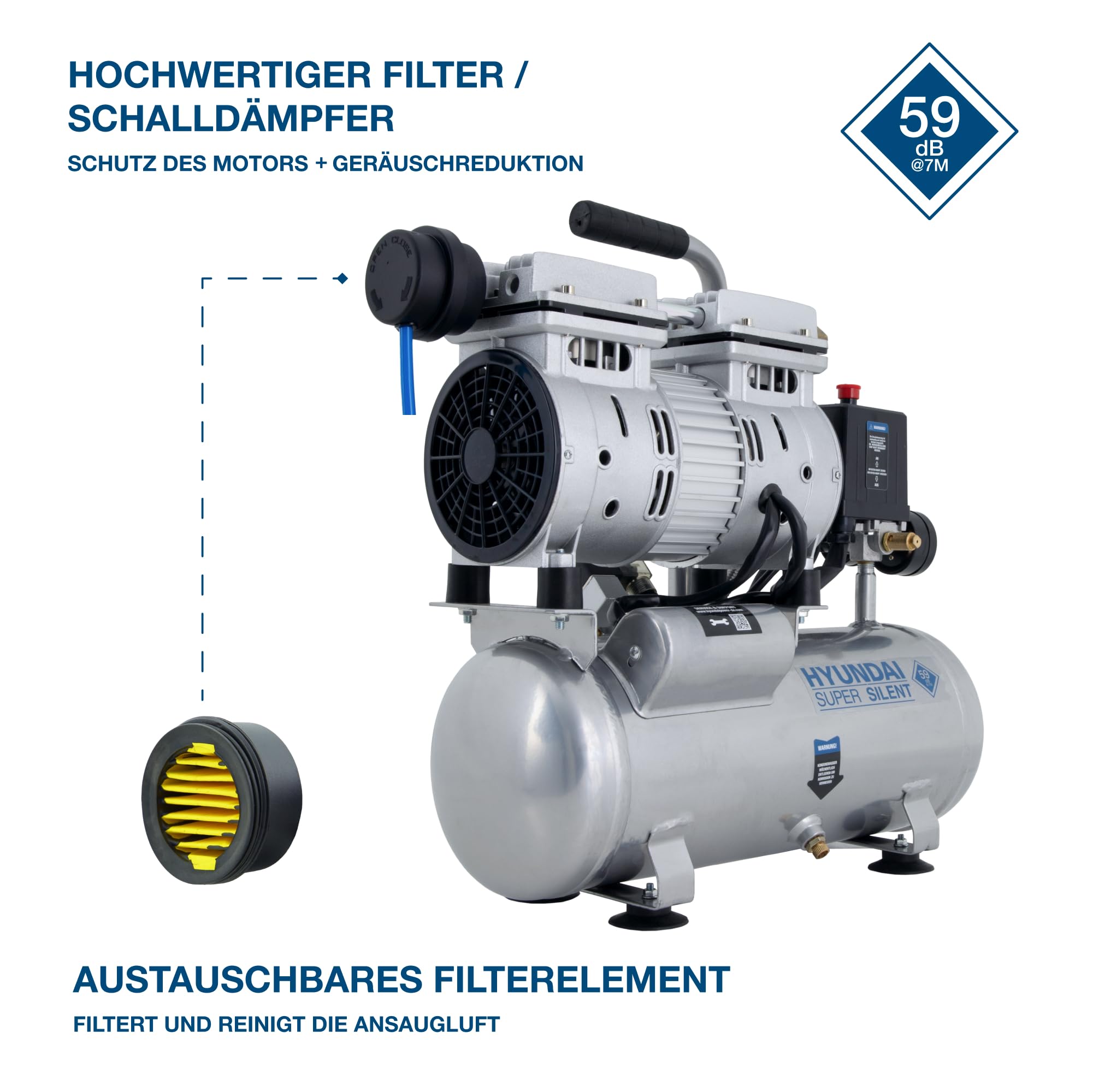 HYUNDAI Silent Kompressor SAC55751 (Druckluftkompressor tragbar 