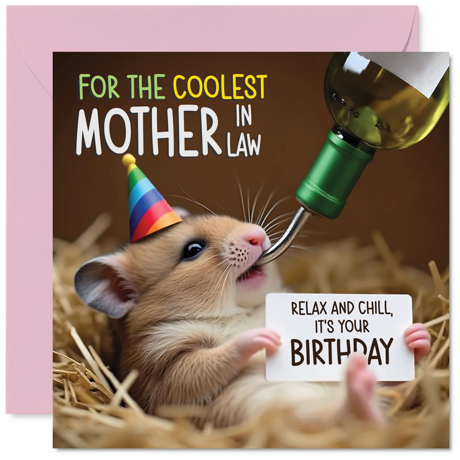 Mother in Law Birthday Card - Ham-somely - Happy Birthday Card for Mother in Law from Son Daughter, 145mm Hamster Bday Greeting Cards