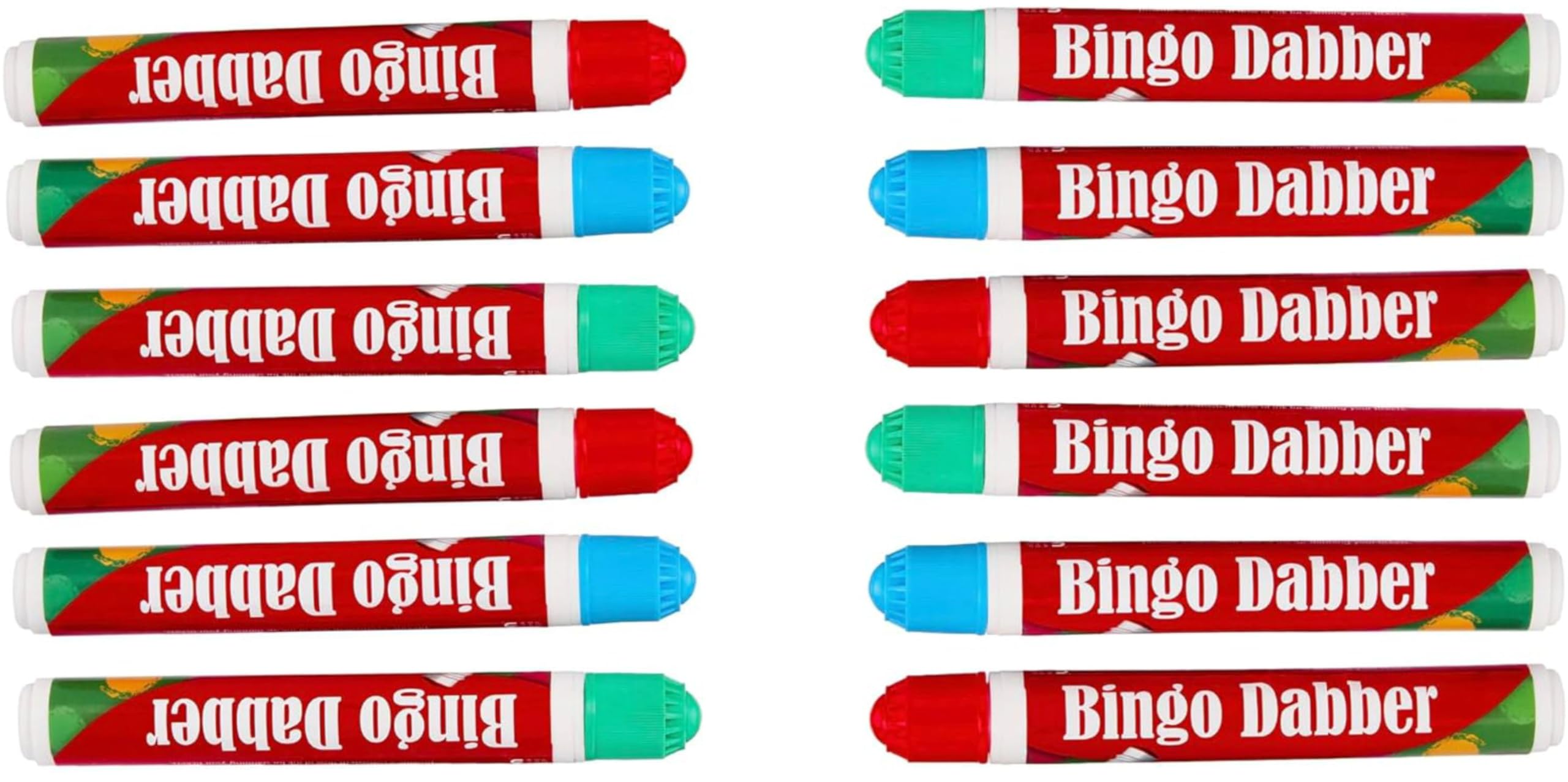 M1SS Bingo Dabbers - 4 Pack, 12 Dabbers, Bright Red, Blue, and Green, Non-Drip Bingo Pens, Perfect for Bingo Nights at Bingo Halls & With Friends and Family, Mess-Free Pens