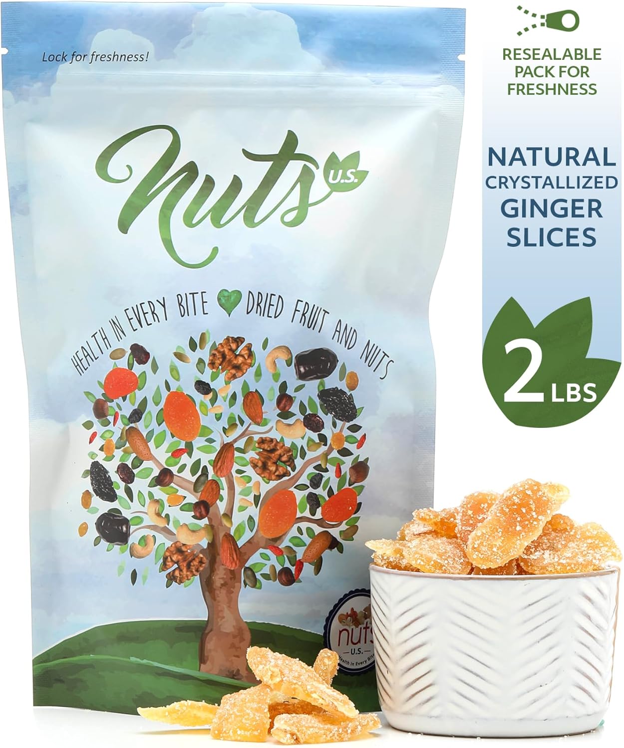 NUTS U.S. - Dried Crystallized Ginr Slices | All Natural and Non O |