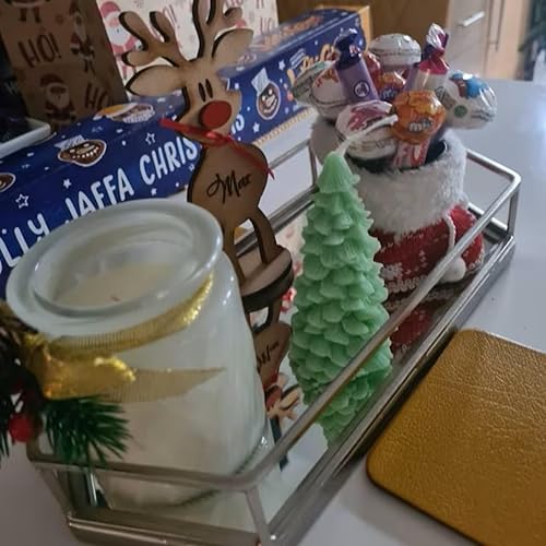 Miniatura 5 de Adornos de Navidad personalizados, adorno de mesa de madera de reno independiente, letrero de madera personalizado, nombre de miembro de la familia,