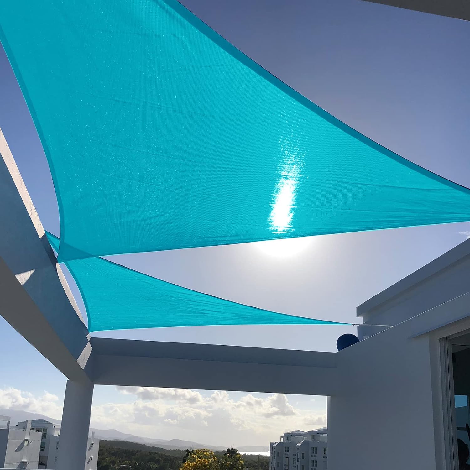 SUNNY GUARD Sun Shade Sail 12' X 12' X 17' Triangle Turquoise Blue UV Block Sunshade for Backyard Yard Deck Patio Garden Outdoor Activities and Facility(We Make Custom Size) 1 2' x 1 2' x 1 7' Turquoise Blue