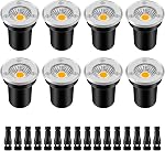ZUCKEO Low Voltage Landscape Lights LED Well Lights 3W 12V-24V in Ground Light IP67 Waterproof Outdoor Low Voltage Landscape Lighting for Floor Driveway Deck Step Garden (8 Pack Warm White)