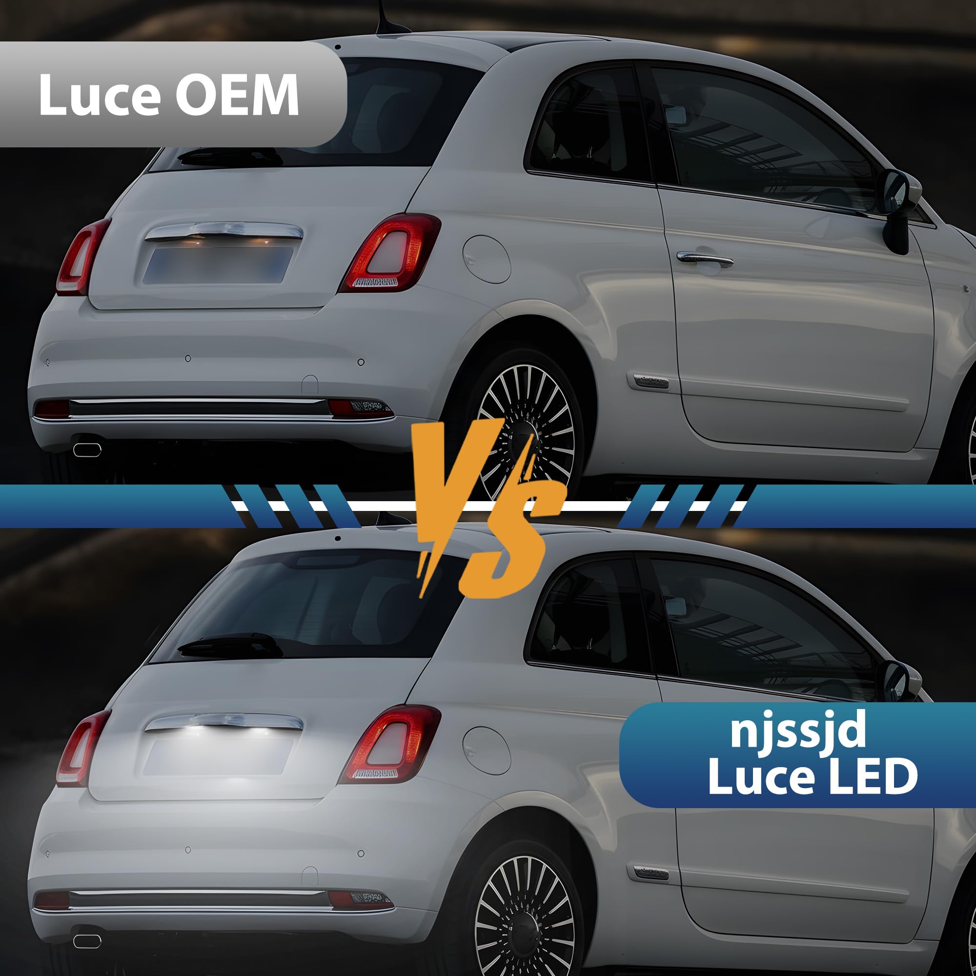 LED Luci targa per F.iat 500 2007-2019, 2008-2024 Abarth 500/595/695 Luce Targa, Fi.at 500C 595C 312 Led Targa Auto Canbus senza errori