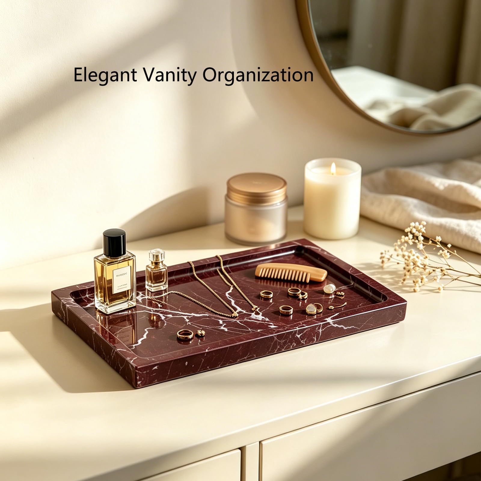 Amazon.com: OAIQNUJ Natural Red Marble Vanity Tray, 9.8
