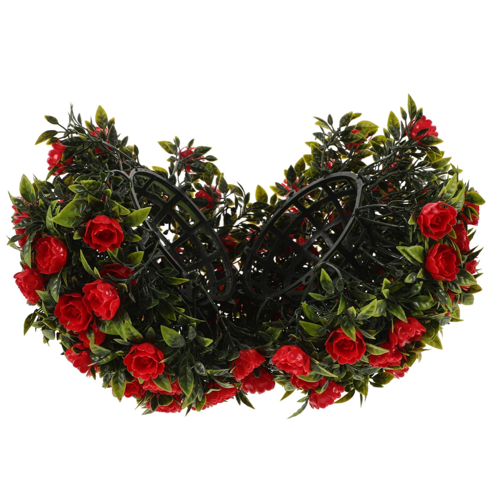 HOLIDYOYO Artificial Boxwood Topiary Ball Fake Plant Greenery Spheres Hanging Grass Decorative Balls Round Plastic Plant Ball Decoration for Wedding Ceiling Garden Home Outdoor Red