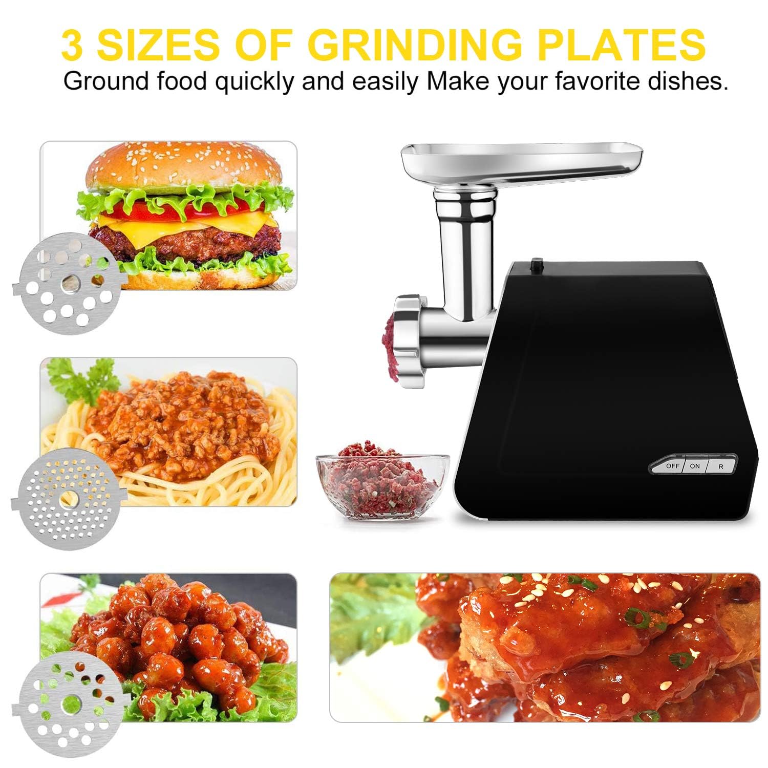 Picadora de carne eléctrica profesional de 2000 W, con relleno de salchichas y accesorio para galletas, máquina de embutidos, máquina de carne con 3 discos perforados para carne picada, mett y